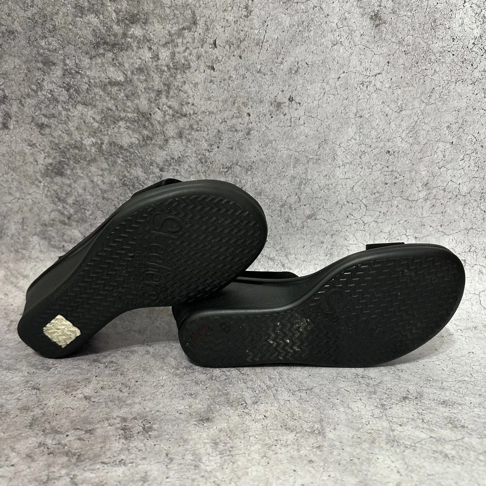 Skechers Rumblers Sci-Fi Wedge Sandals Womens 8.5 Elastic Strappy Memory Foam